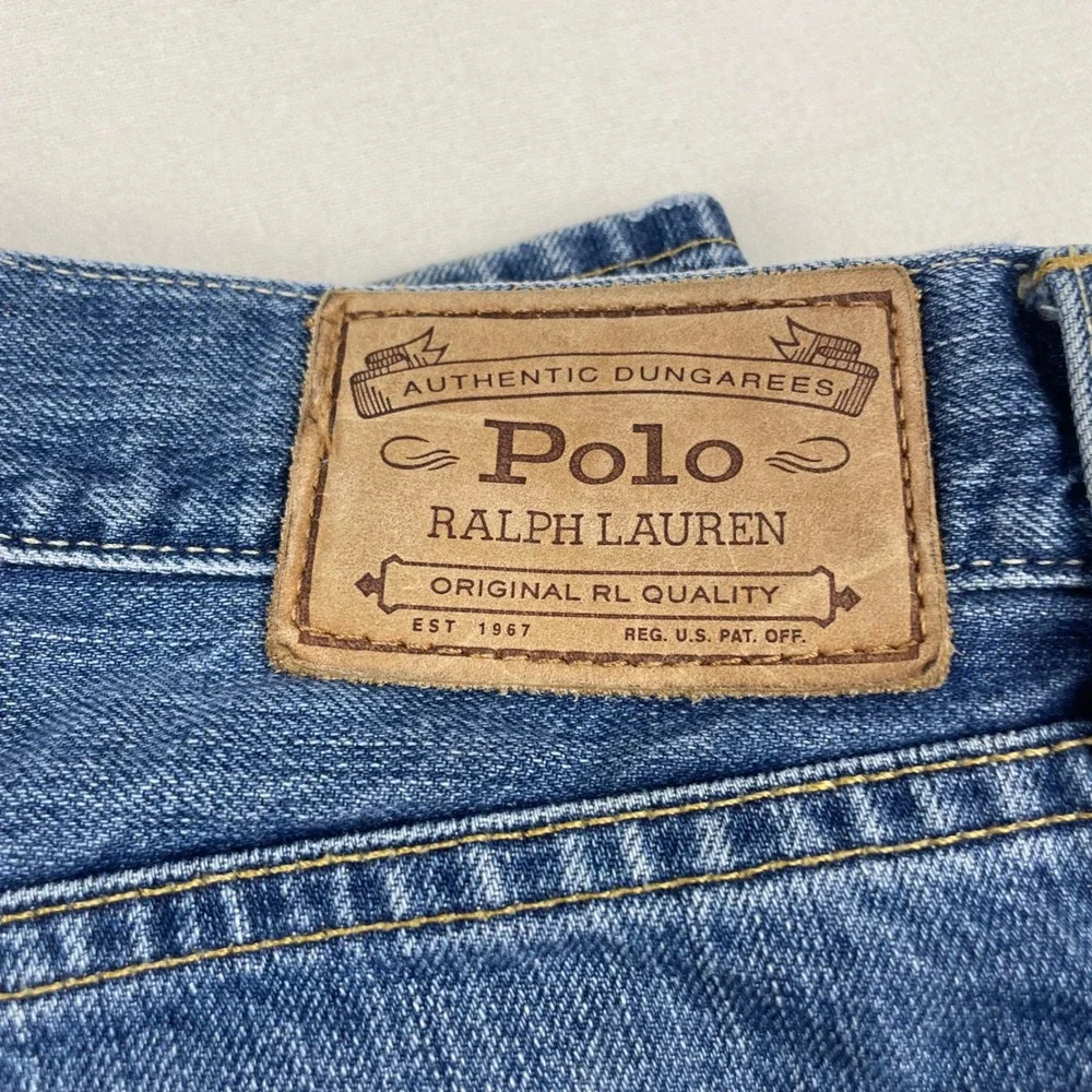 Polo Ralph Lauren Mens Authentic Dungarees Blue Denim Jeans 36x30 Straight Leg